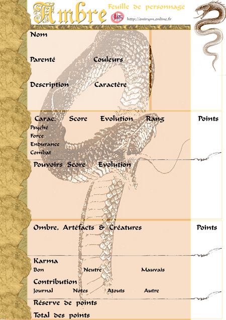 Fiche de perso Ambre