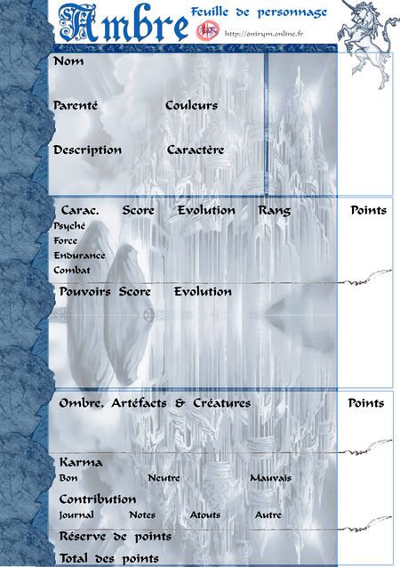 Fiche de perso Ambre